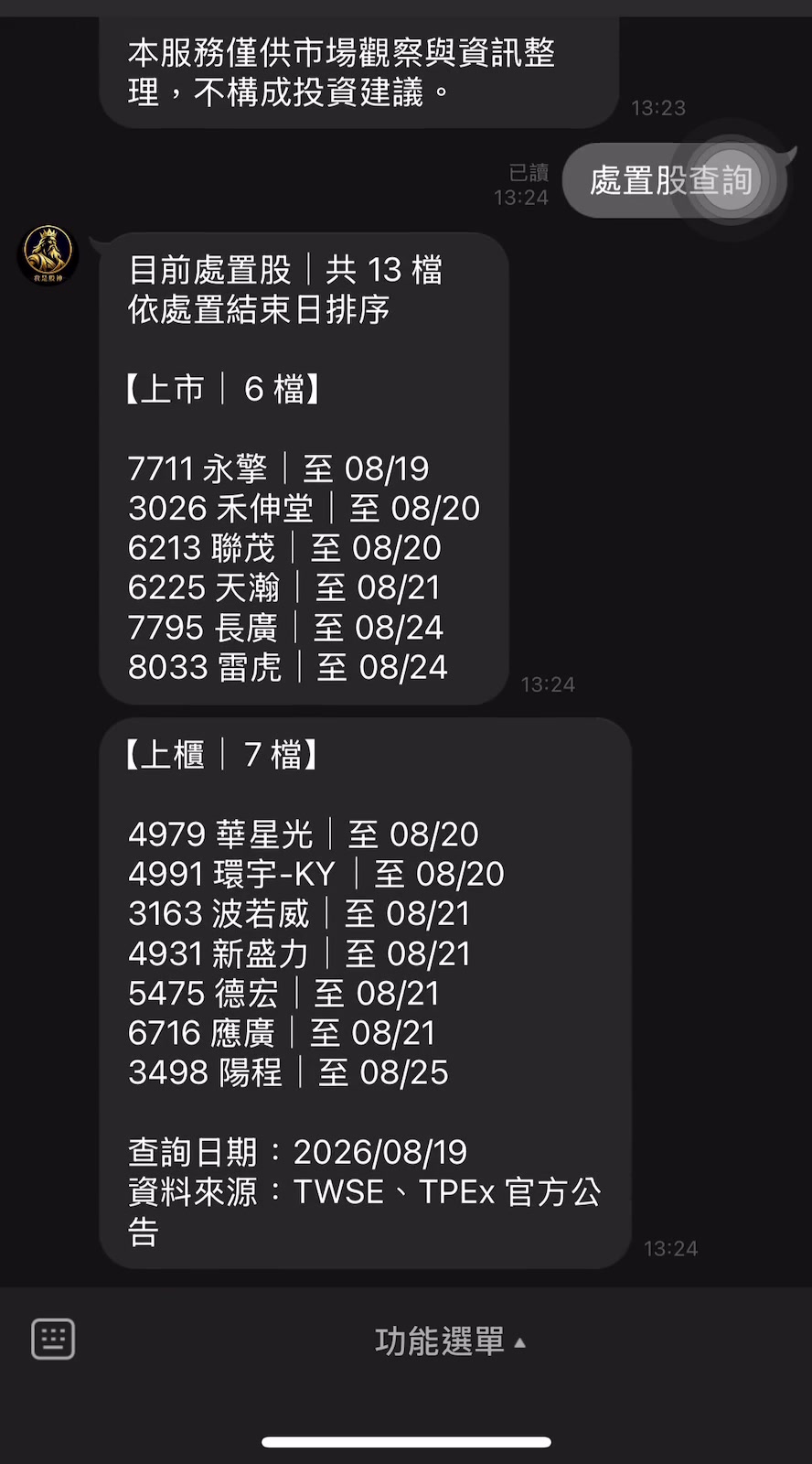 處置股查詢
